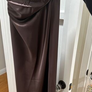 Elegant Brown Satin Skirt